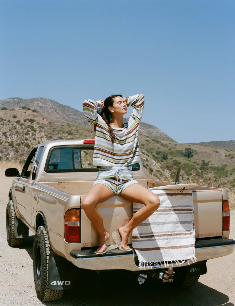 frankie stripe knit top-marine green