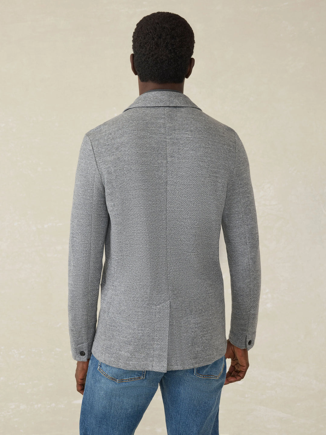 inlet knit blazer-medium grey melange