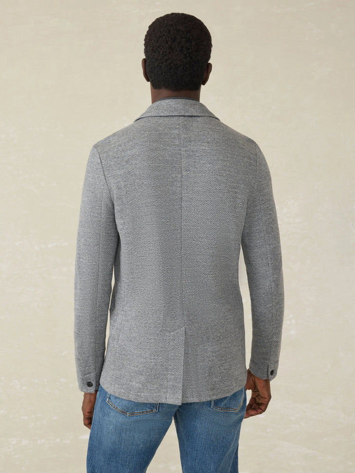 inlet knit blazer-medium grey melange