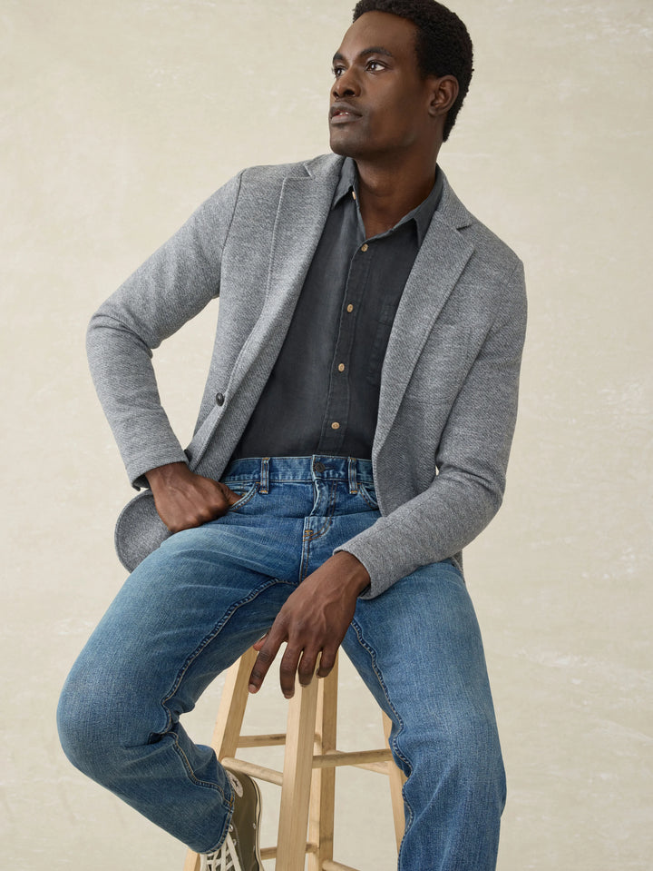 inlet knit blazer-medium grey melange