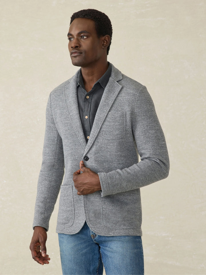 inlet knit blazer-medium grey melange