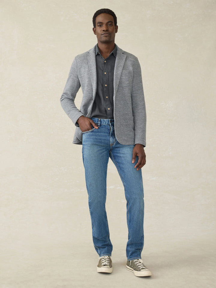 inlet knit blazer-medium grey melange