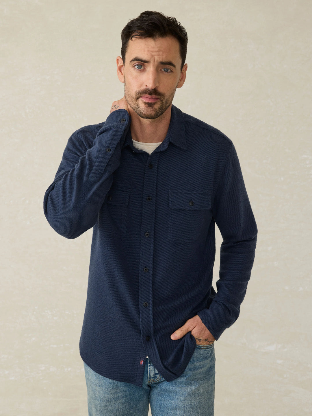 legend sweater shirt-brighton navy twill