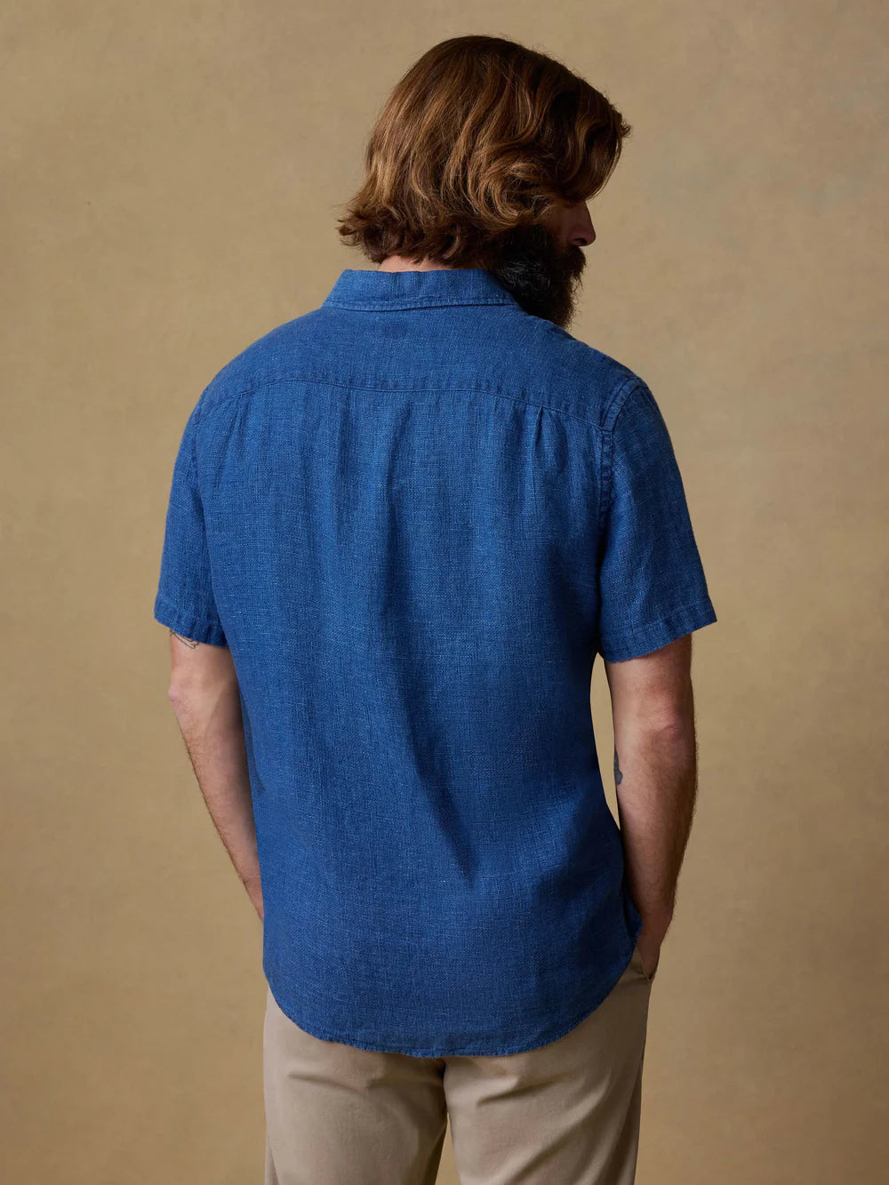 SS Palma Linen Shirt-indigo basketweave