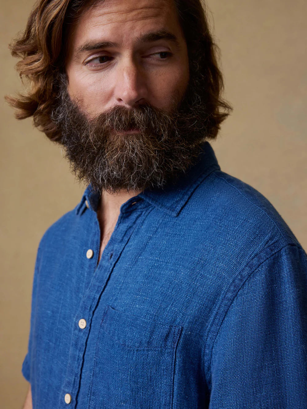 SS Palma Linen Shirt-indigo basketweave