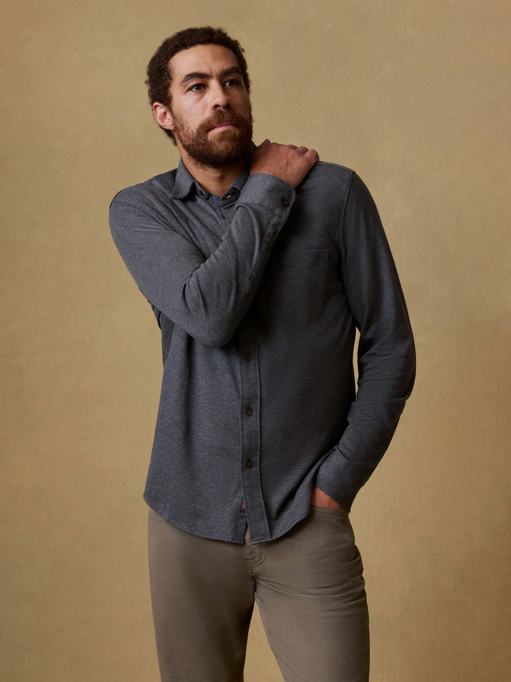 Coastline Knit Shirt-Charcoal Heather