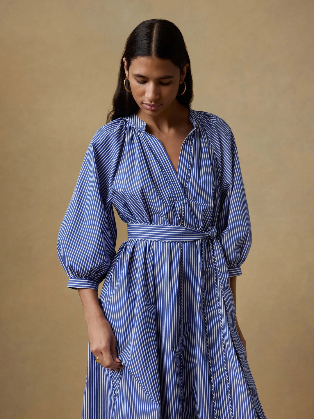Coastal Poplin Kaia Dress-endless coast stripe
