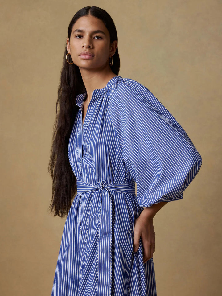 Coastal Poplin Kaia Dress-endless coast stripe