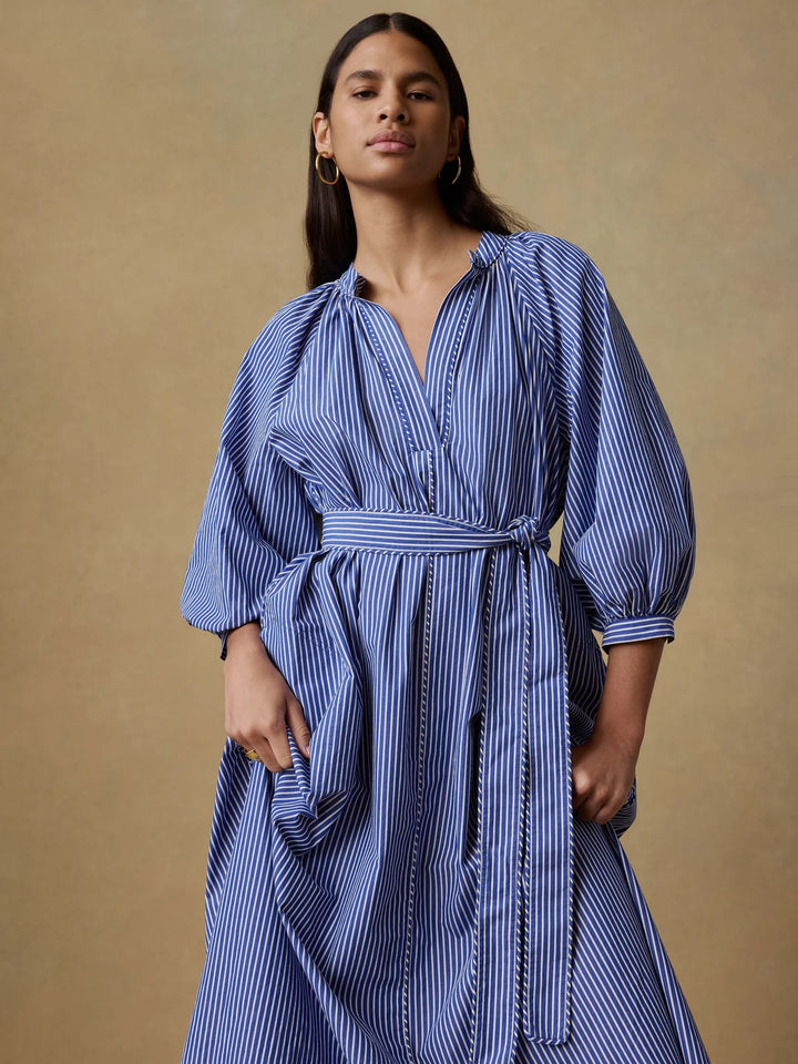 Coastal Poplin Kaia Dress-endless coast stripe