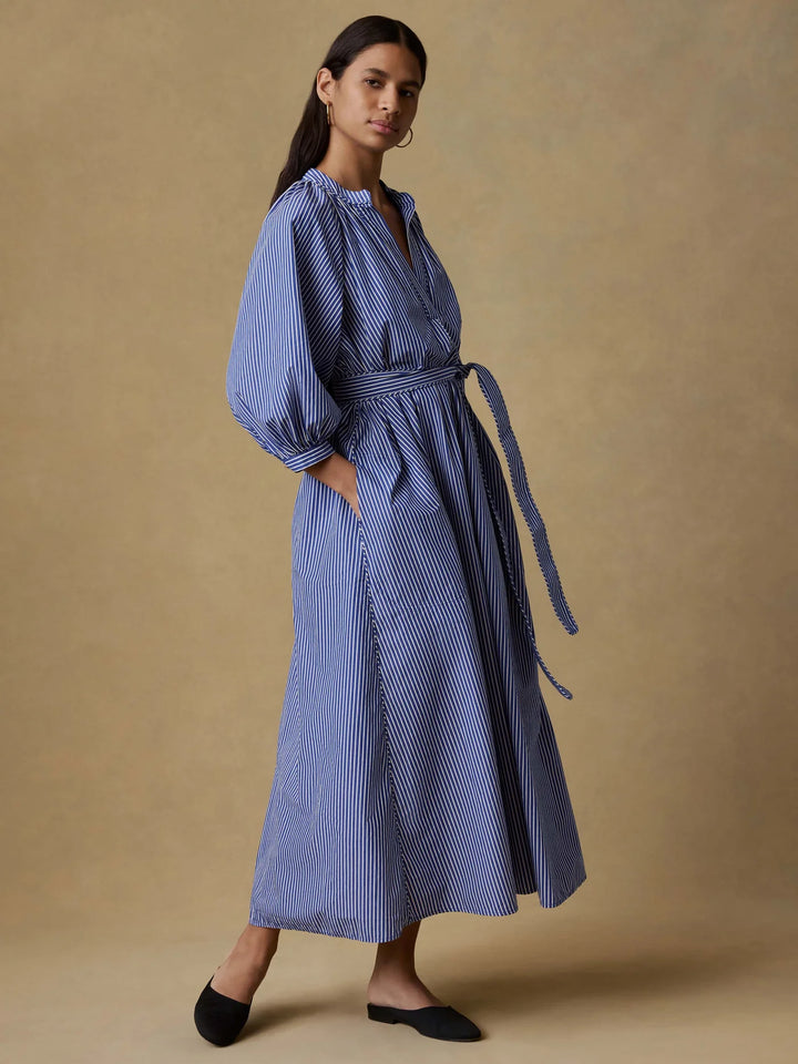 Coastal Poplin Kaia Dress-endless coast stripe