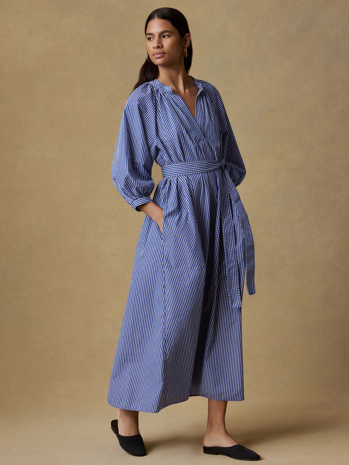 Coastal Poplin Kaia Dress-endless coast stripe