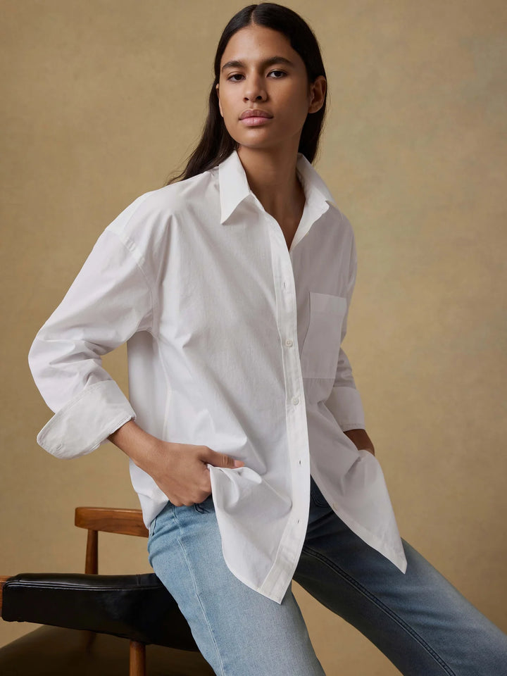 Coastal Poplin Relaxed Shirt-white