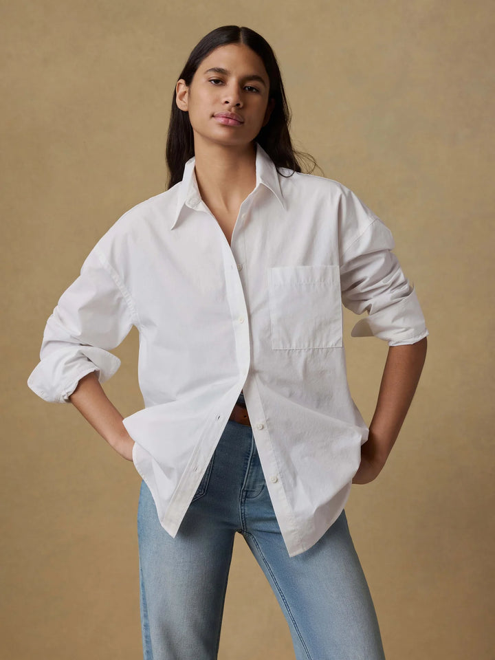 Coastal Poplin Relaxed Shirt-white