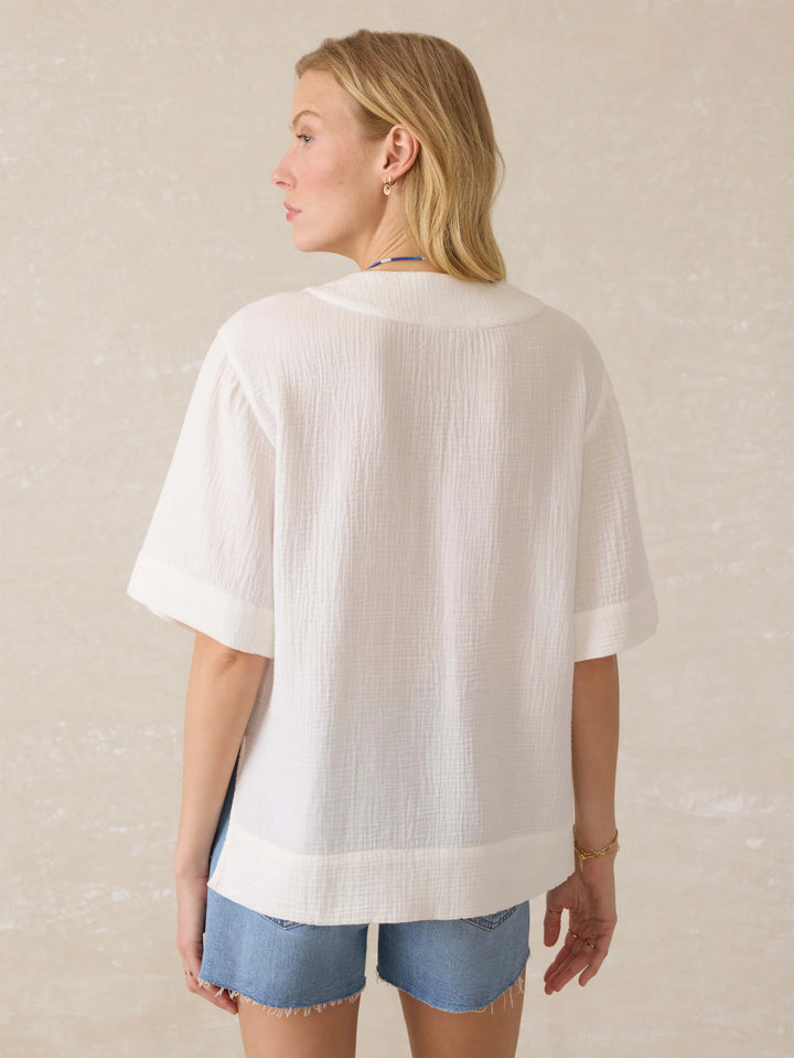 Dune Cotton Gauze Desmond Top-White