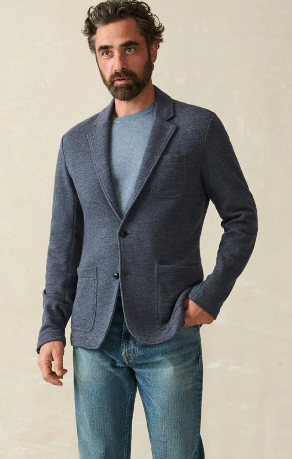 Inlet Knit Blazer-deep navy melange