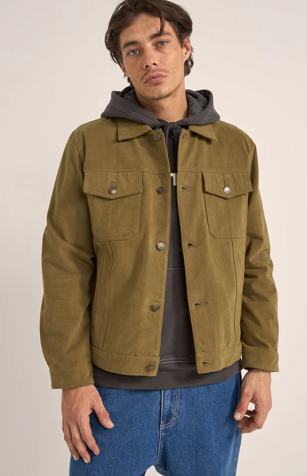 brushed twill trucker-olive