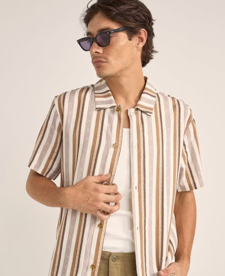 paisley stripe ss shirt-cedar
