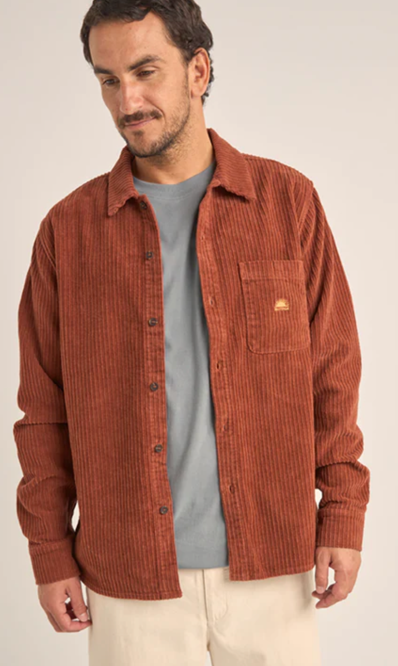 corduroy ls shirt-rust