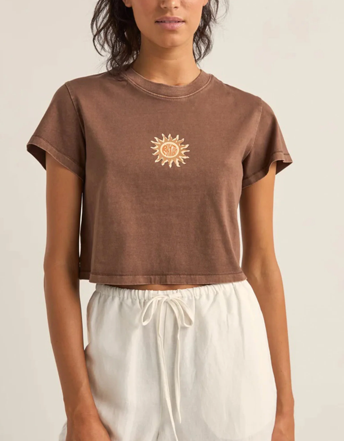 sunshine crop crew tee-chocolate