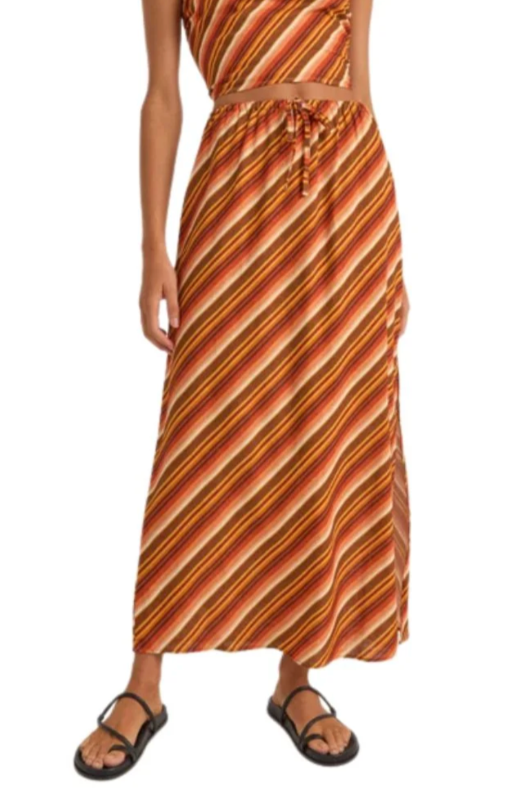 chica stripe maxi skirt-brown
