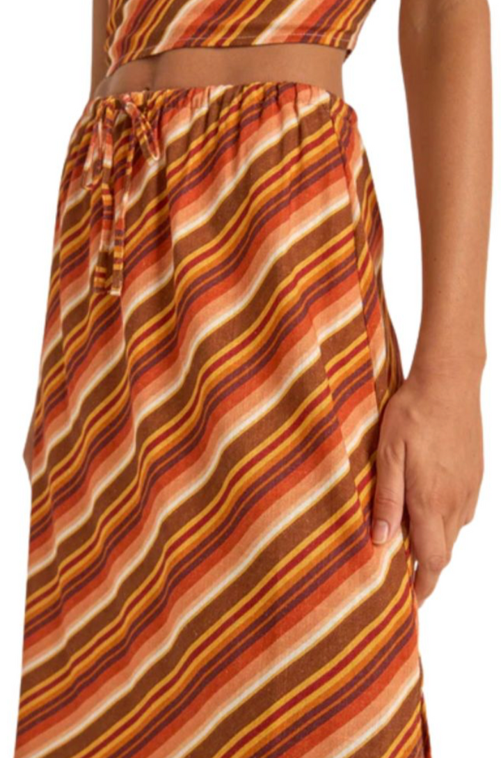 chica stripe maxi skirt-brown