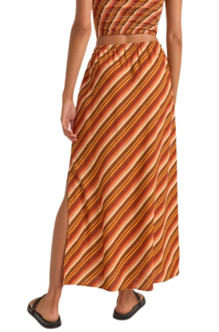 chica stripe maxi skirt-brown