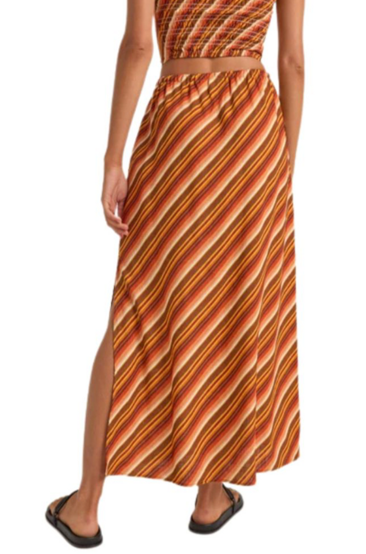 chica stripe maxi skirt-brown