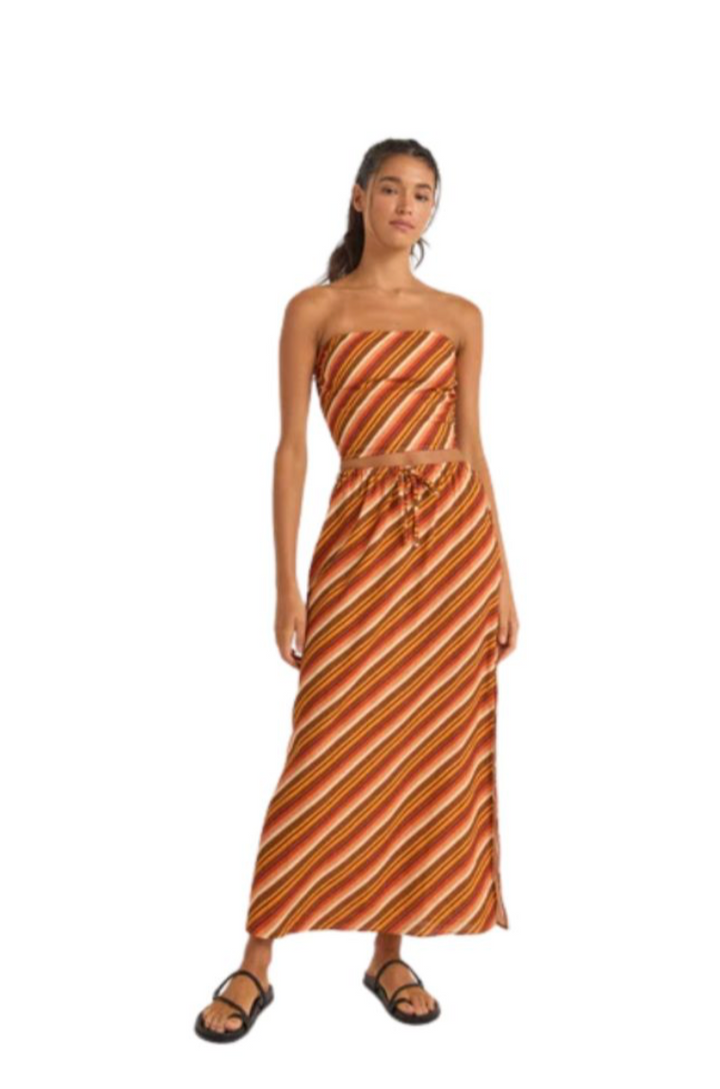 chica stripe maxi skirt-brown