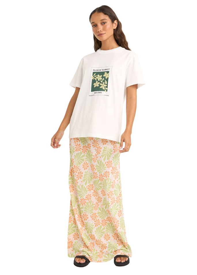 flower market boyfriend tee-white