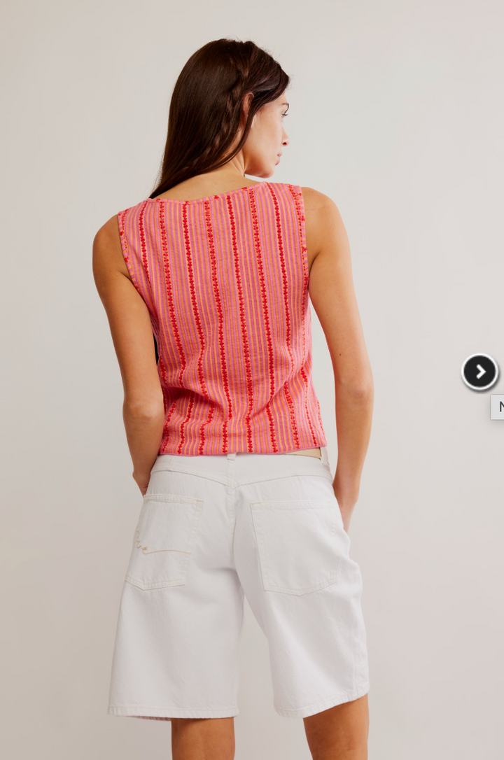 TILLY VEST - PRINTED-PUNCH COMBO- CHERRY