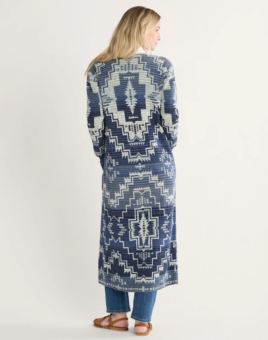 cotton duster sweater-indigo multi