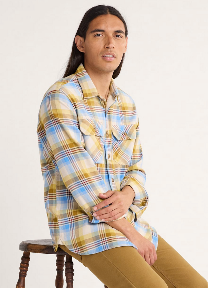 burnside shirt-tan/blue/gold plaid
