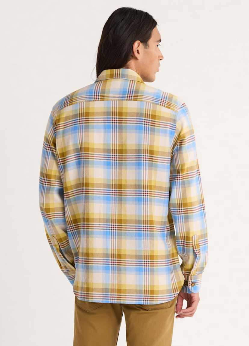 burnside shirt-tan/blue/gold plaid