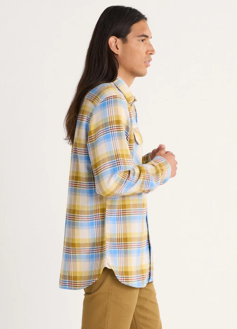 burnside shirt-tan/blue/gold plaid