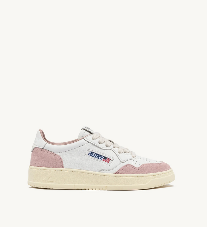 W MEDALIST LOW -WHITE/POWDER PINK LEATHER/SUEDE