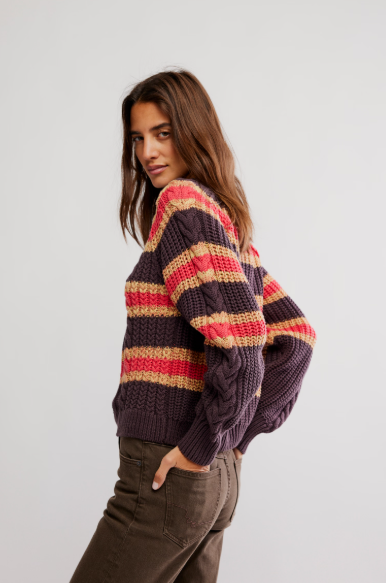 FRANKIE CABLE STRIPED PUL / CHOCOLATE COMBO