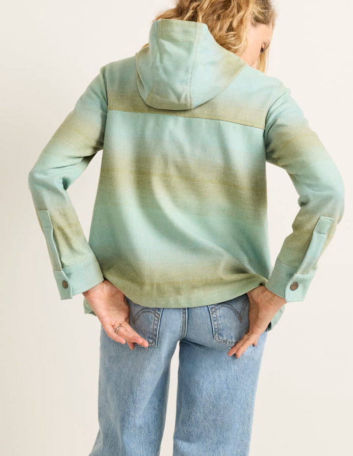 trailside wool hoodie-teal/tan ombre