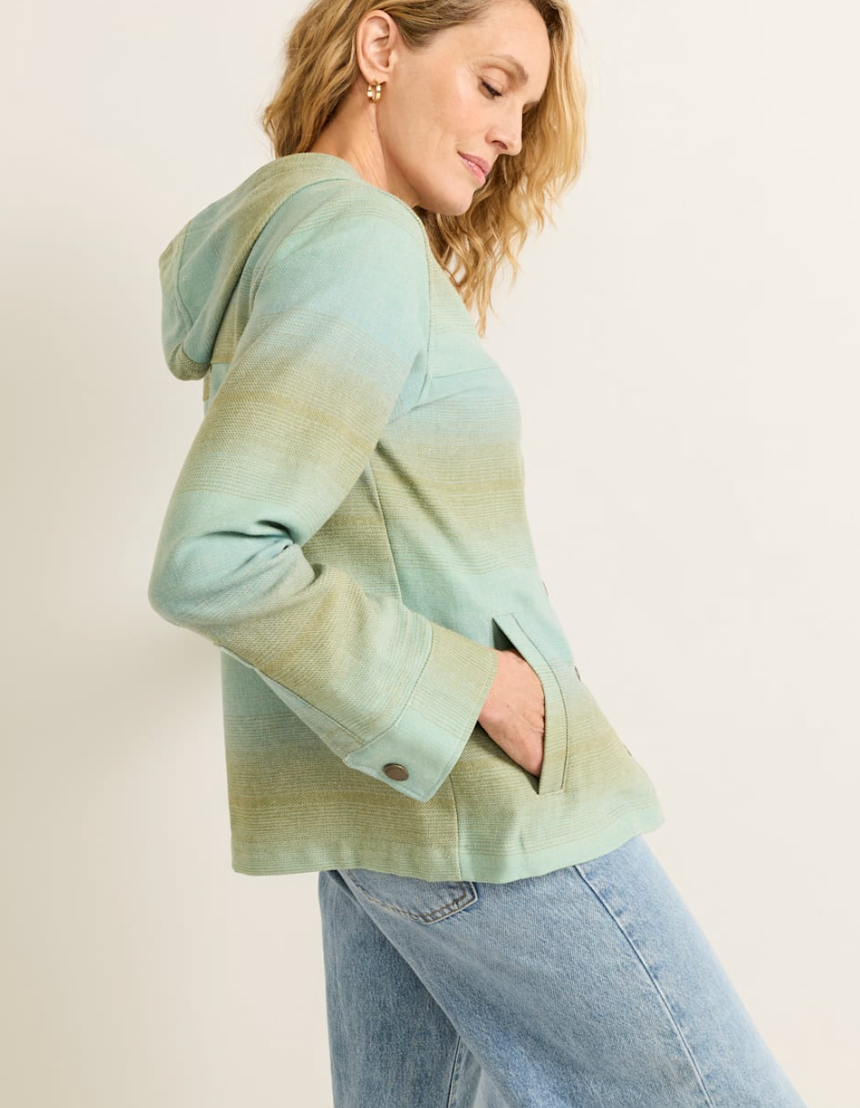 trailside wool hoodie-teal/tan ombre