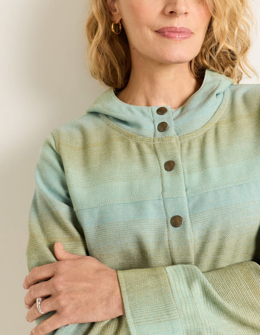 trailside wool hoodie-teal/tan ombre
