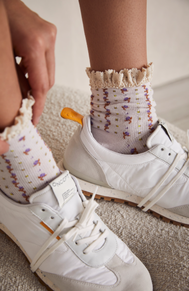 ROSEBUD WAFFLE KNIT ANKLE / HEAVENLY PINK