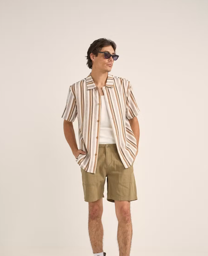 paisley stripe ss shirt-cedar