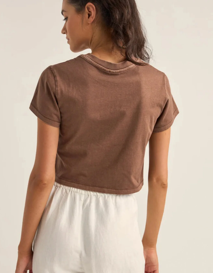 sunshine crop crew tee-chocolate