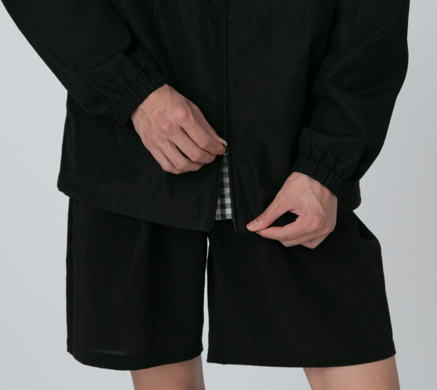 Light Mountain Cloth Zip Up Parka-Black