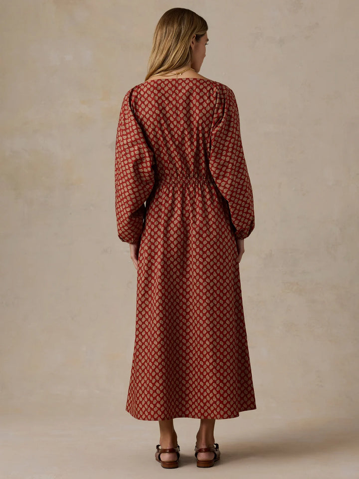 Coastal Poplin Suri Dress-autumn petals