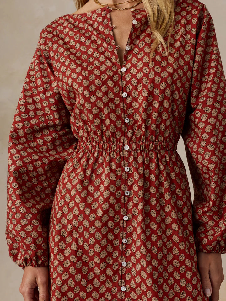 Coastal Poplin Suri Dress-autumn petals