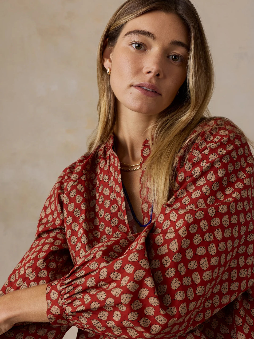 Coastal Poplin Eleanor Top-autumn petals