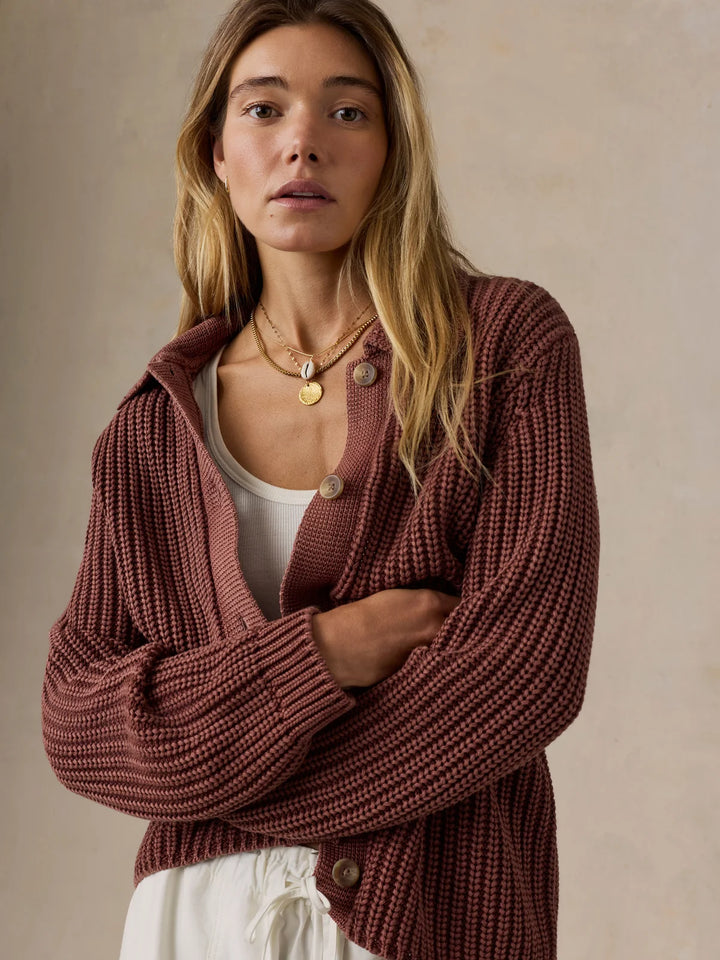 Sunwashed Cotton Lodge Cardigan-sunwashed redwood