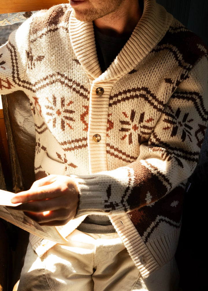 Wincha Shawl Collar Sweater-Natural