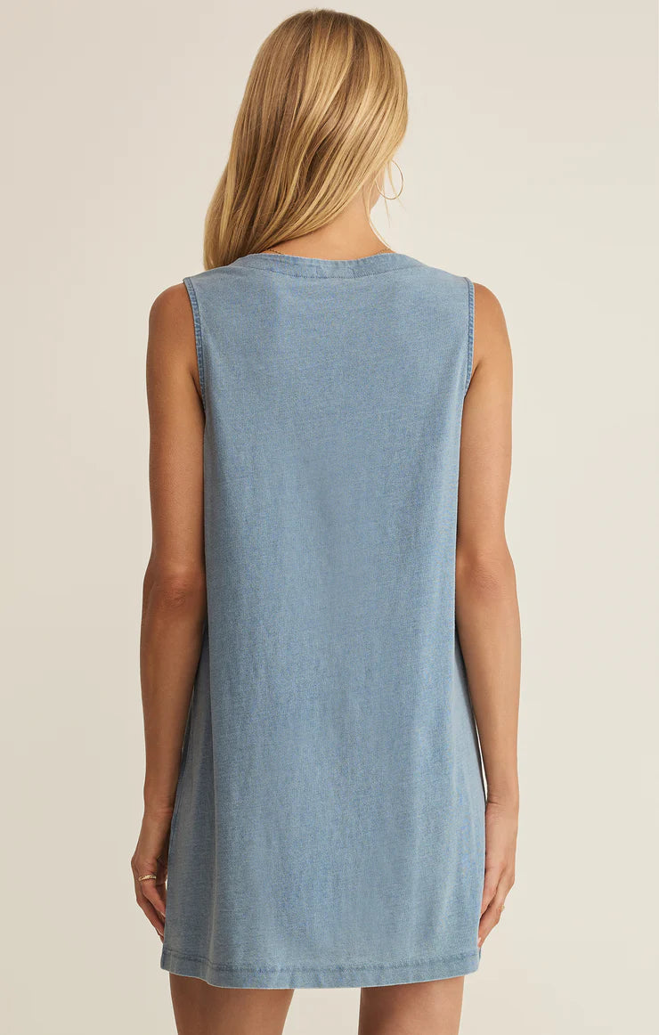 Solace Denim Mini Dress-Ocean Air Indigo
