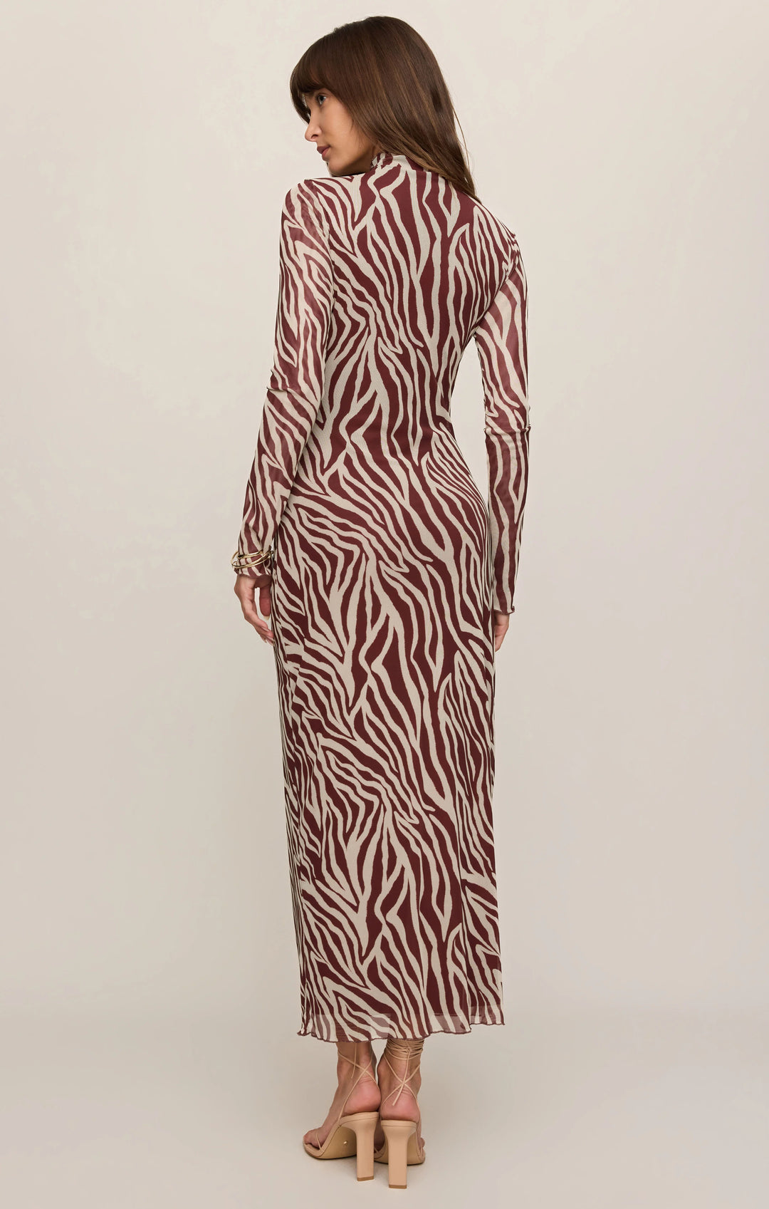 Sevilla Zebra Mesh Midi Dress-Velvet Rouge